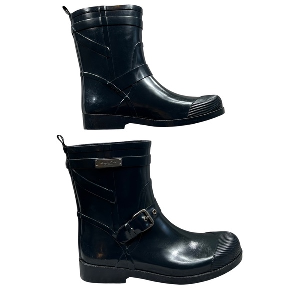 Coach Lester Dark Blue Rubber Mid-Calf Rain Gardening Boot Size 9B - Picture 2 of 10
